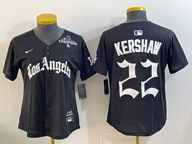 Women Los Angeles Dodgers #22 Kershaw Black 5th Jointly Name 2026 Nike MLB Jersey style 09